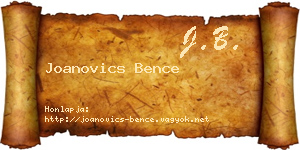 Joanovics Bence névjegykártya